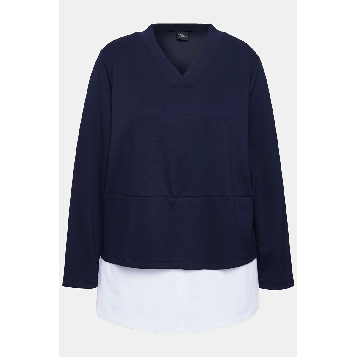 Sweat-shirt, col en V et manches longues marine, ULLA POPKEN