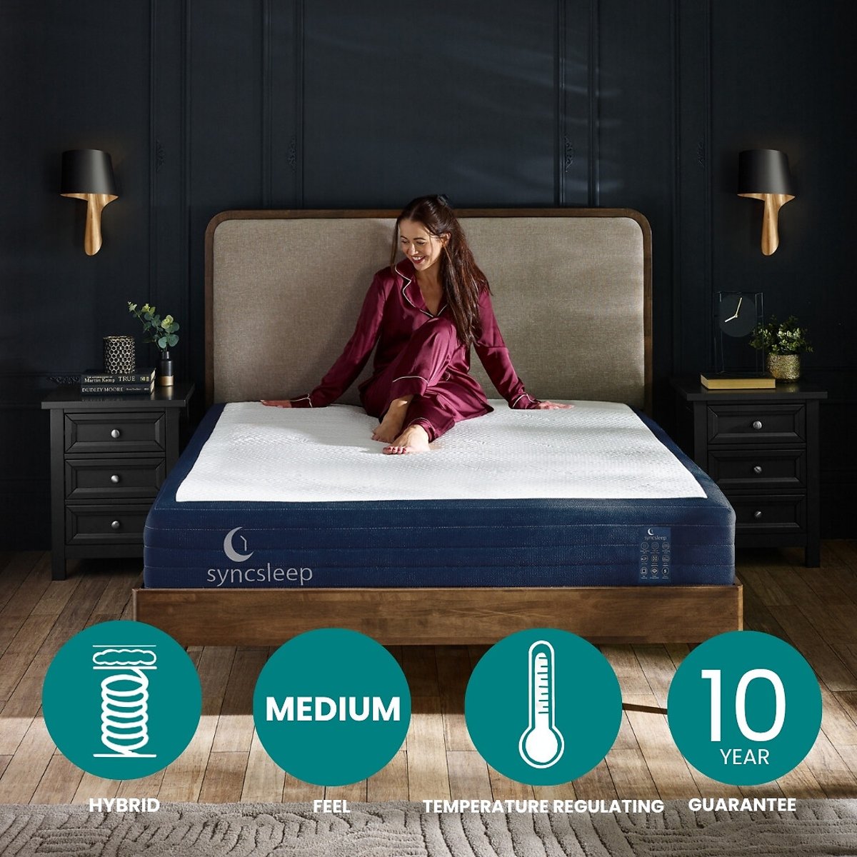 Serenity 2500 Gel Layer Pocket Sprung Mattress blue, SYNCSLEEP