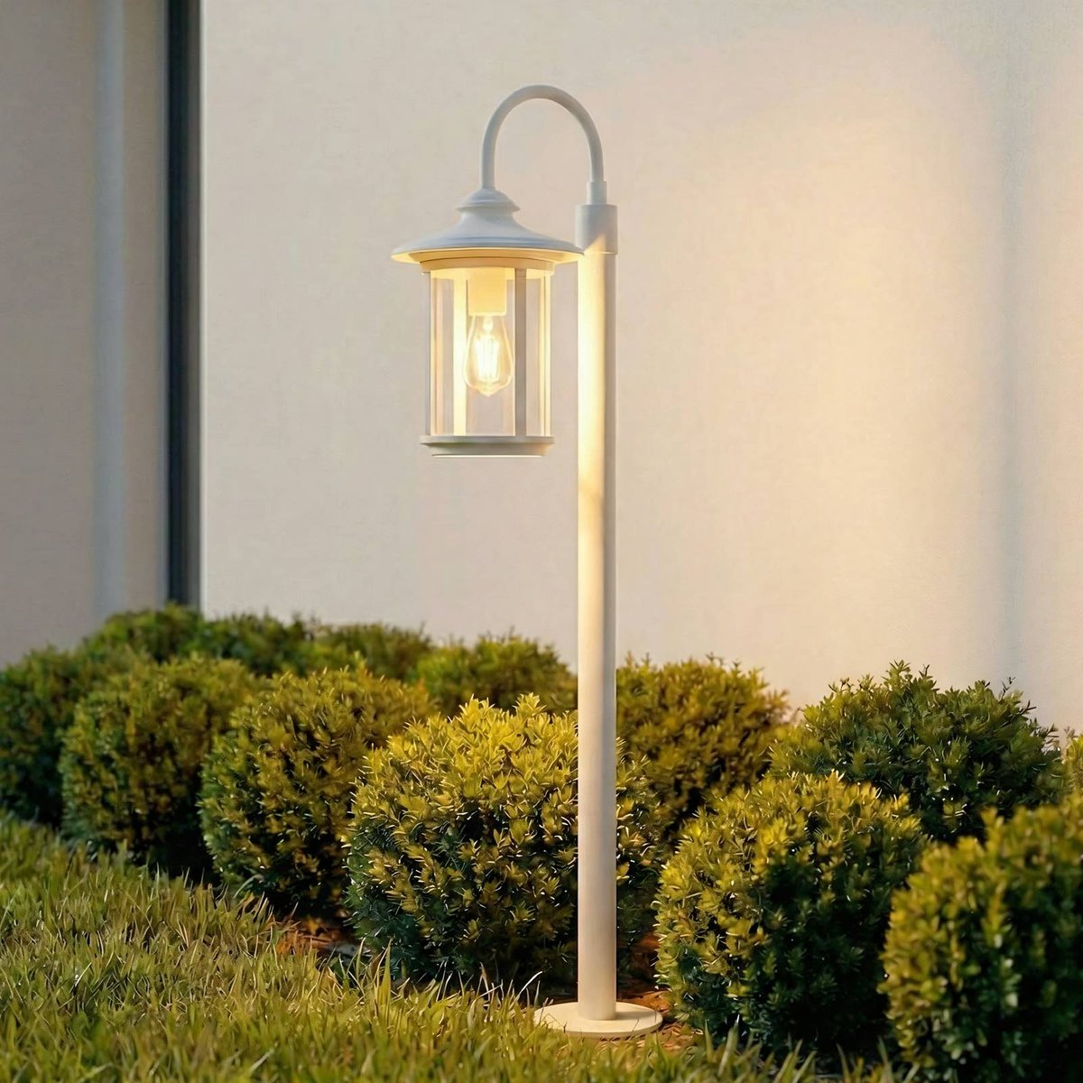 Luminaire extérieur en aluminium antique blanc, transparent, LINDBY