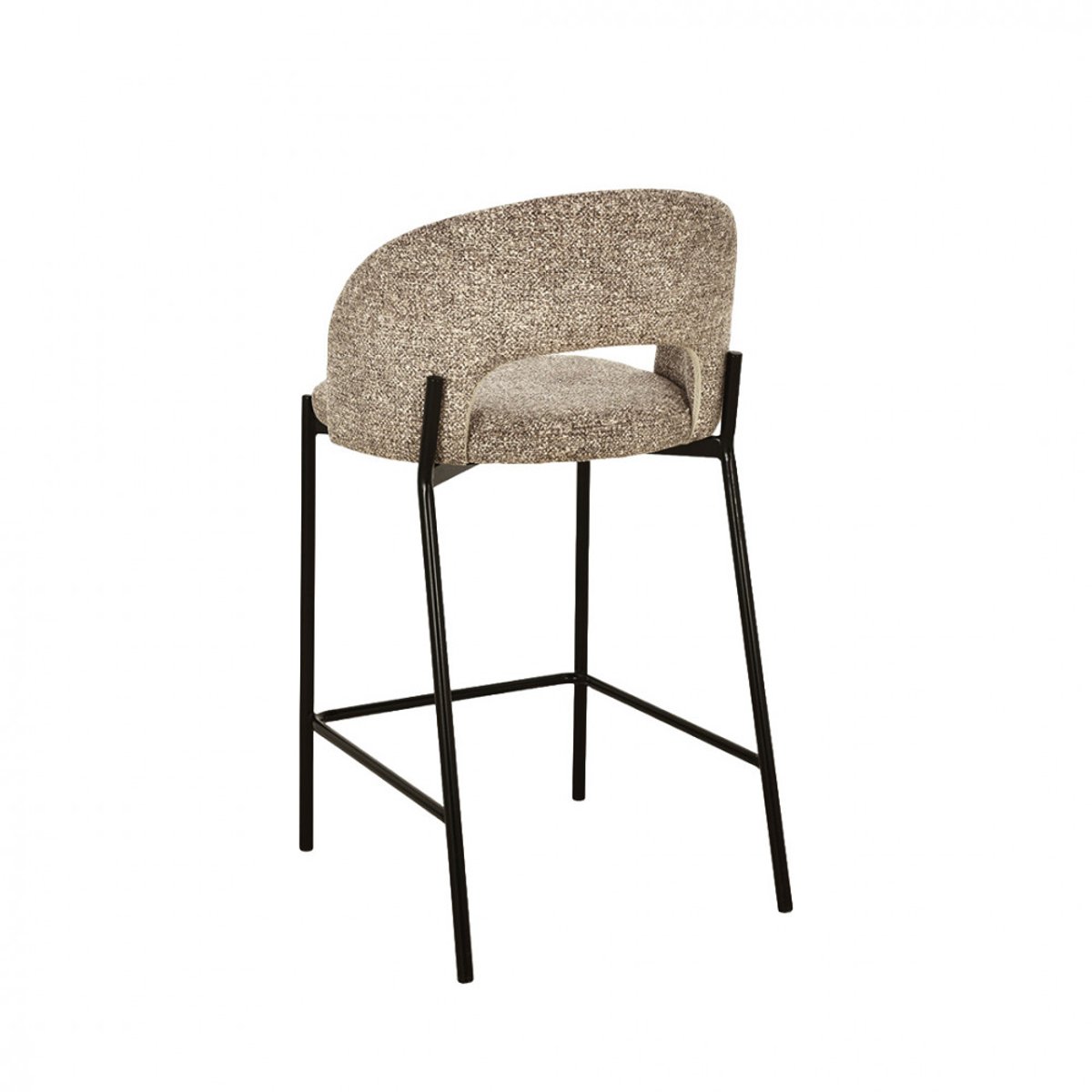 Lot de 2 chaises de bar en tissu et métal H65cm- SOREN marron chiné, DRAWER