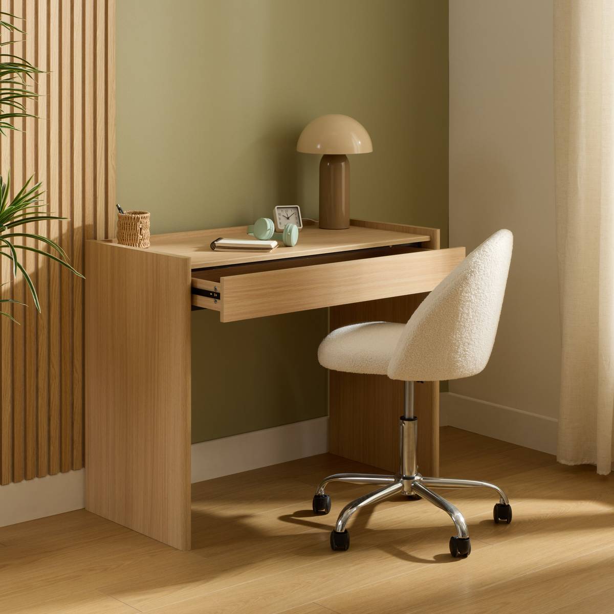 Bureau rectangulaire avec tiroir JOHN beige, ATMOSPHERA