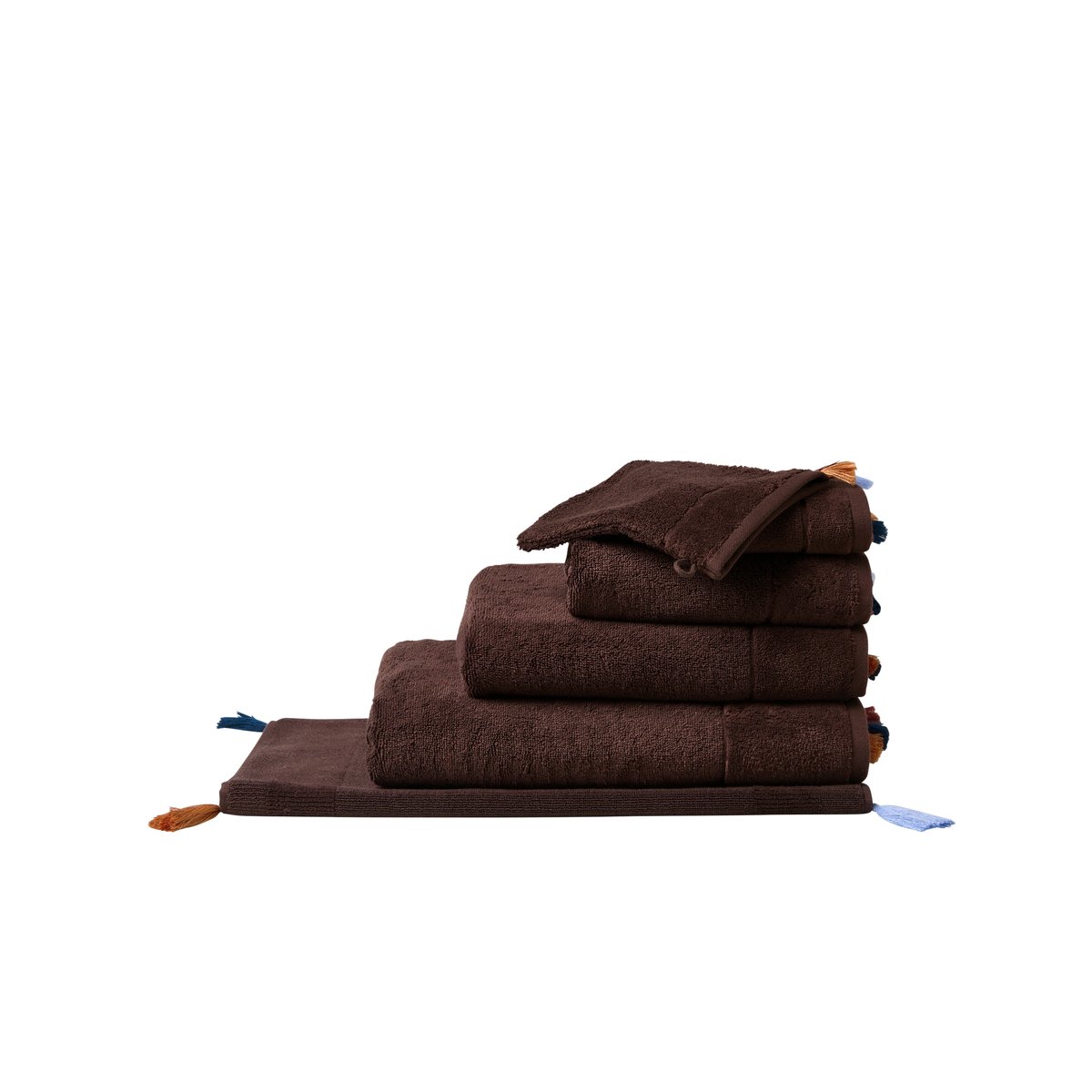 Serviette invité AMARA chocolat, CARRE BLANC