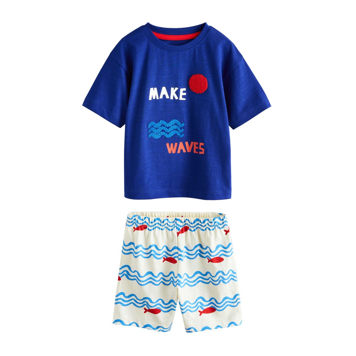 Pyjama short, lot de 3 rouge/bleu/blanc bord de mer, NEXT