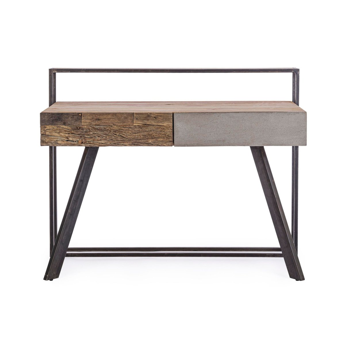 Bureau design en bois de manguier et métal noir 2 tiroirs - COROT bois foncé, HELLIN, DEPUIS 1862