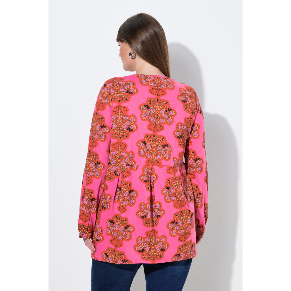 Blouse avec plis godet rose vif, ULLA POPKEN