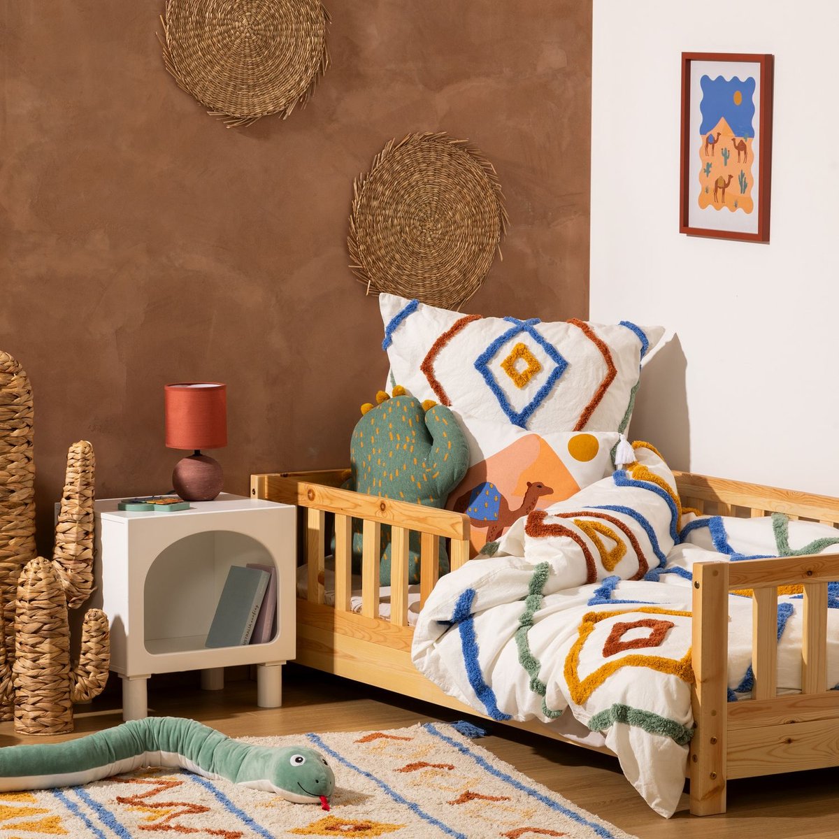 Parure de lit enfant 100% coton motifs géométriques MARRAKECH blanc, ATMOSPHERA