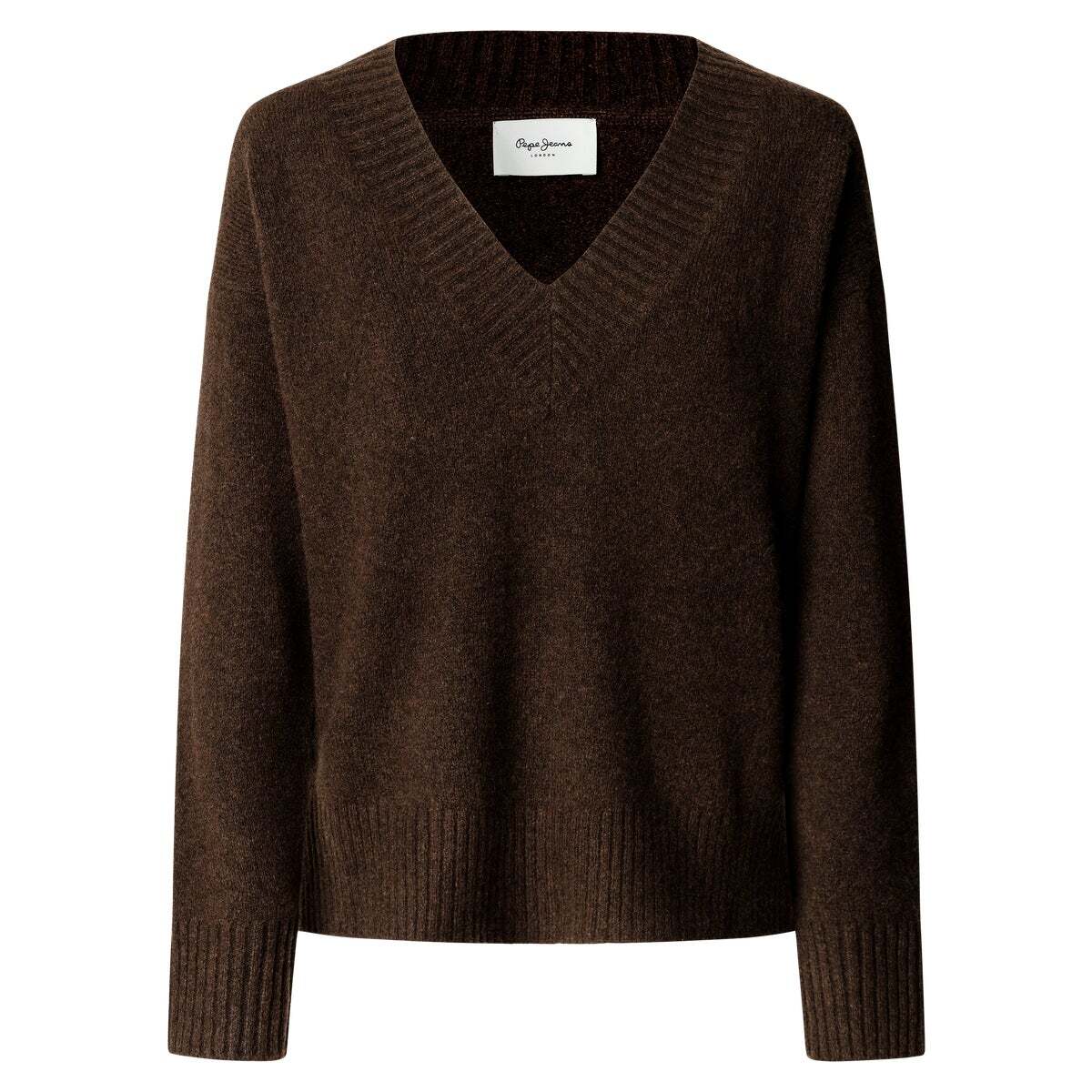 Pull Col V En Maille brun de trail, PEPE JEANS