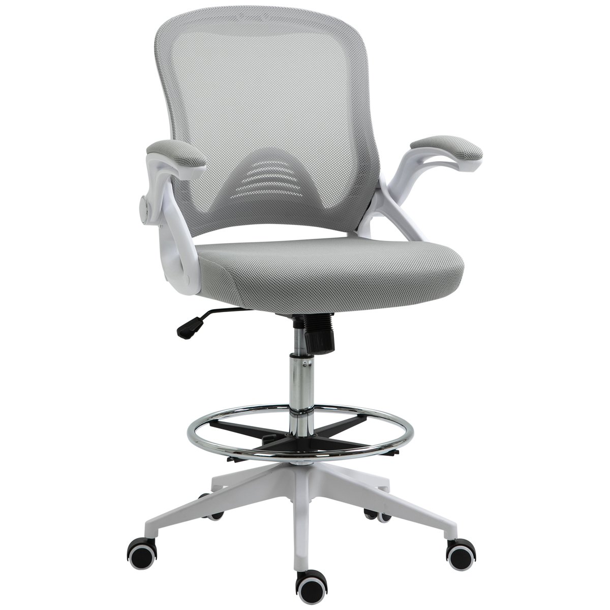 Chaise de bureau pour poste de travail debout gris et blanc, HOMCOM