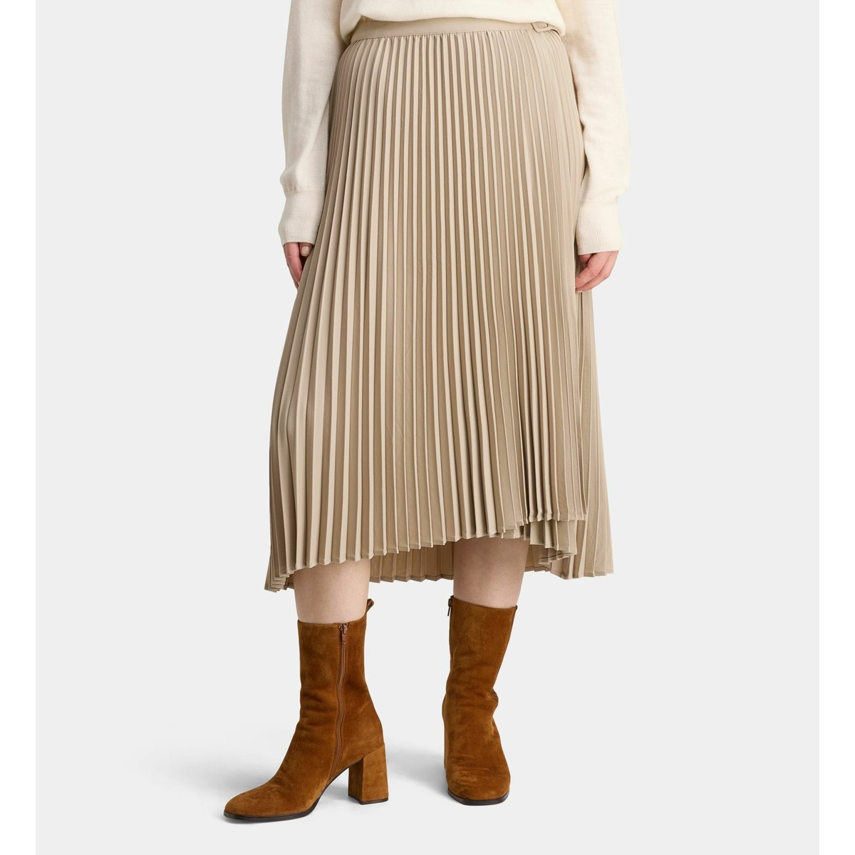 Jupe portefeuille rare plissée asymétrique beige clair, GALERIES LAFAYETTE