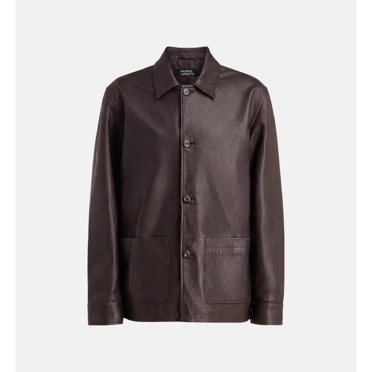Veste droite torkuir cuir marron cafe, GALERIES LAFAYETTE