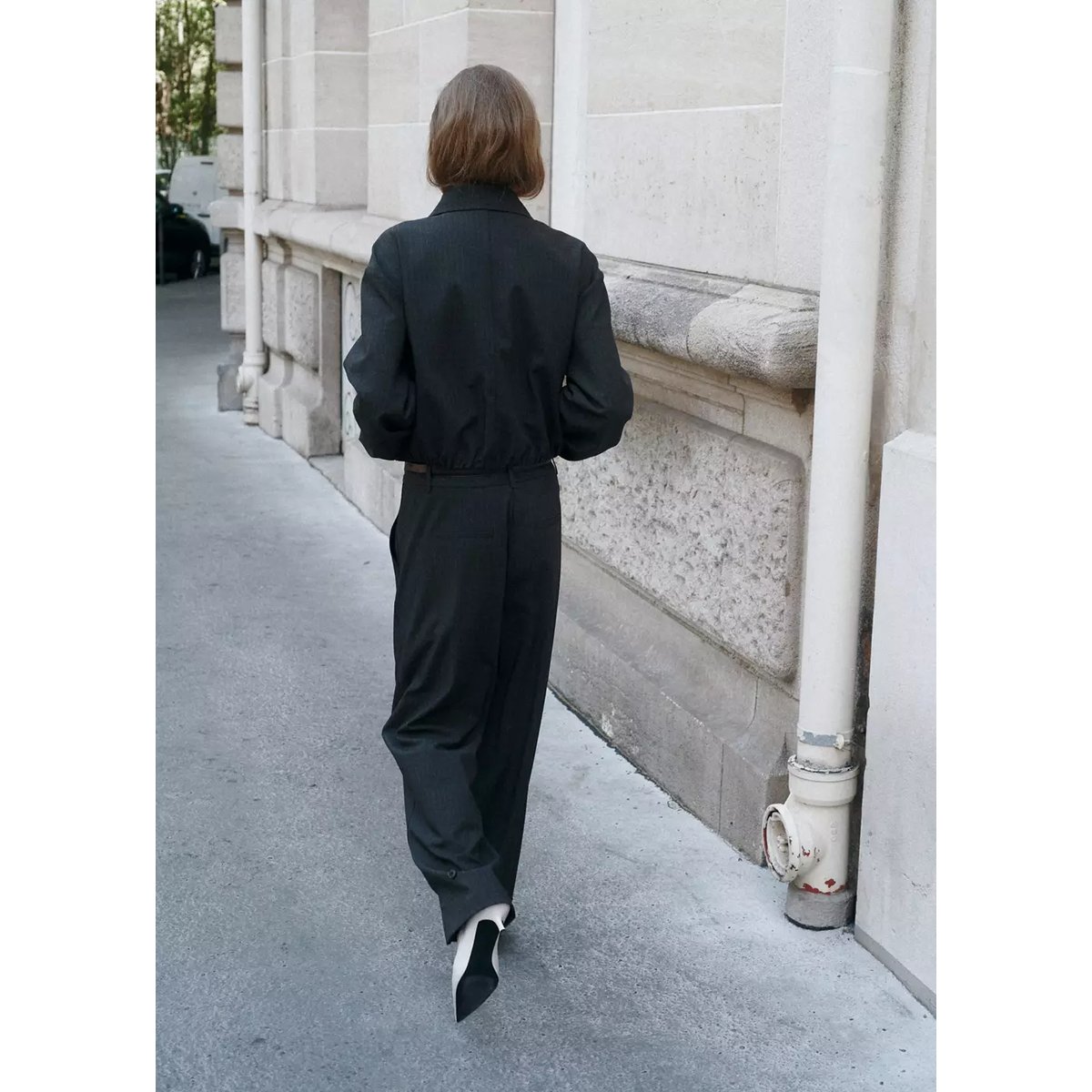 Pantalon fines rayures bas de jambe réglable gris, MANGO