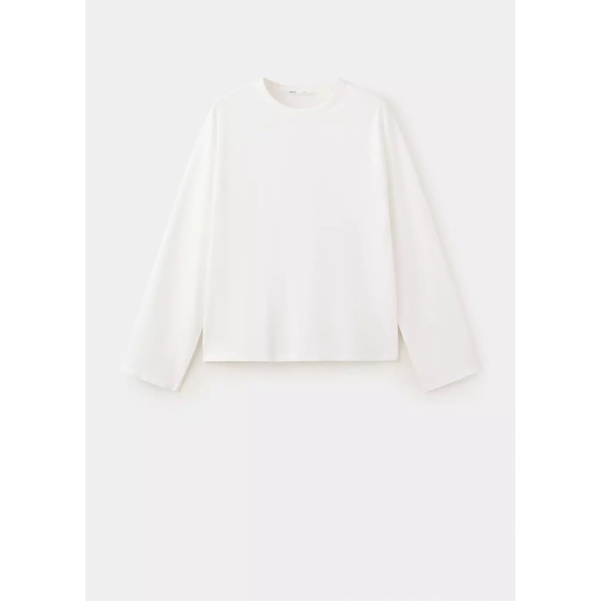 T-shirt 100 % coton manches longues blanc, MANGO