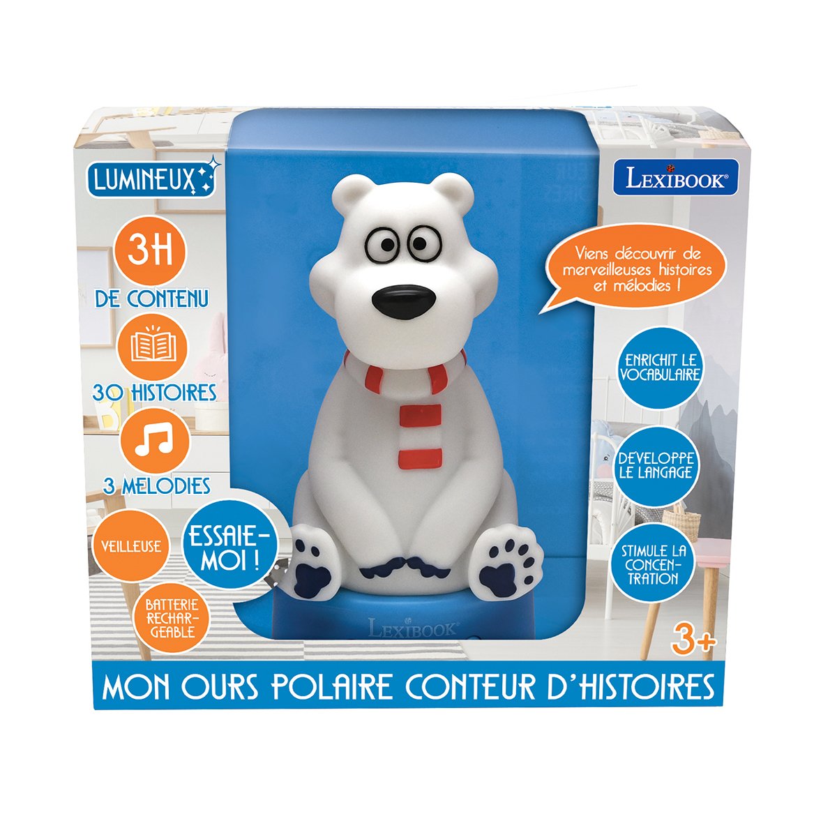 Compteur d’histoires Ourson en 3D (Français) multicolore, LEXIBOOK
