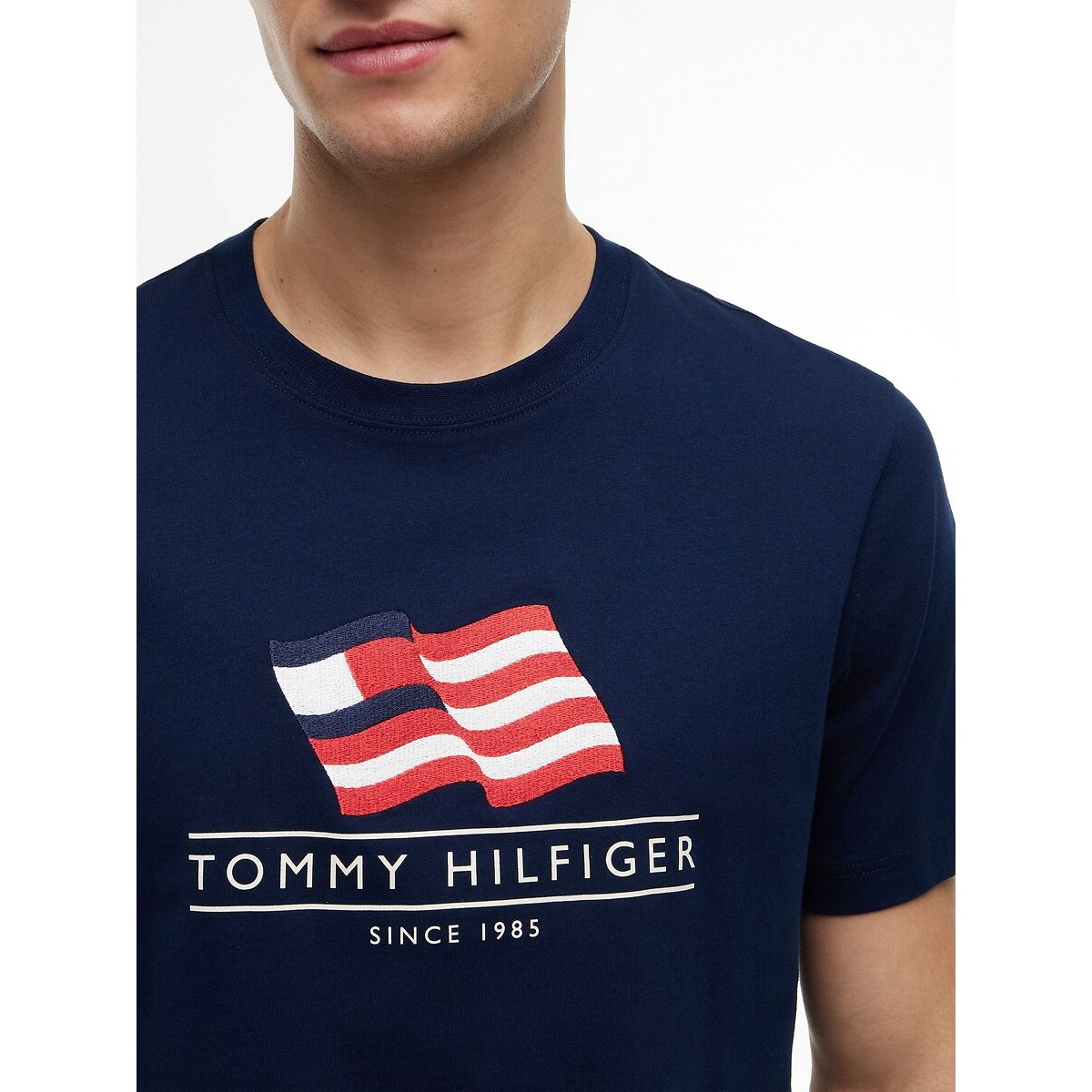 T-shirt de manga curta com bandeira AMERICANA marinho, TOMMY HILFIGER