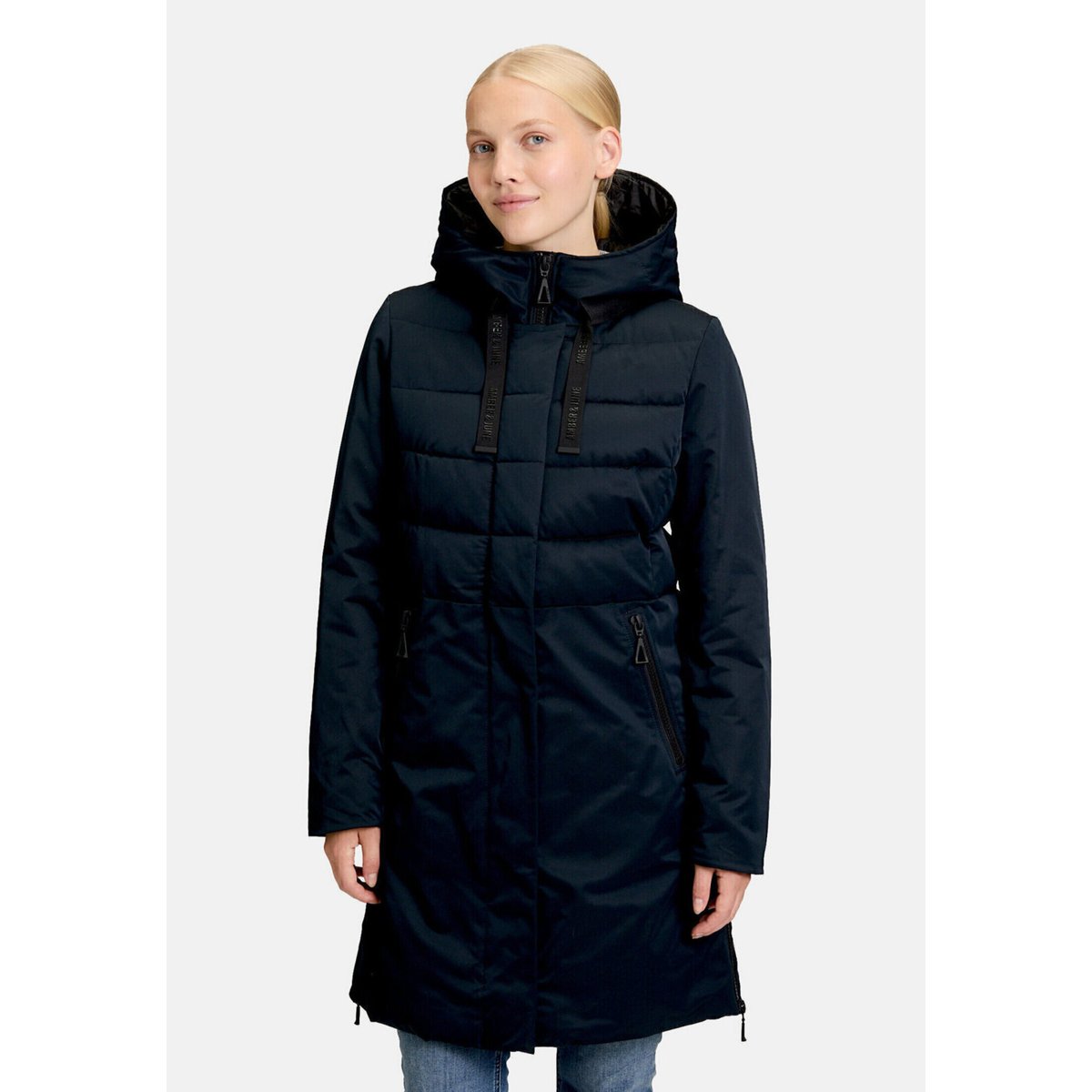 Veste d'hiver duvet synthétique bleu foncé, AMBER & JUNE
