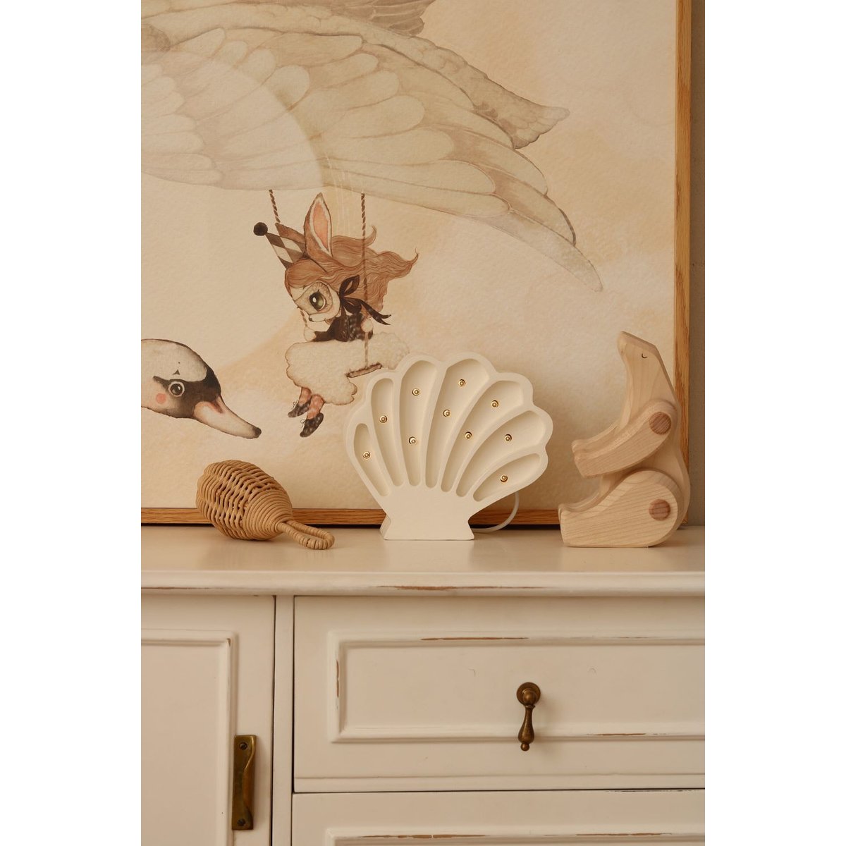 Lampe Veilleuse Coquillage Bois côtier blanc, LITTLE LIGHTS