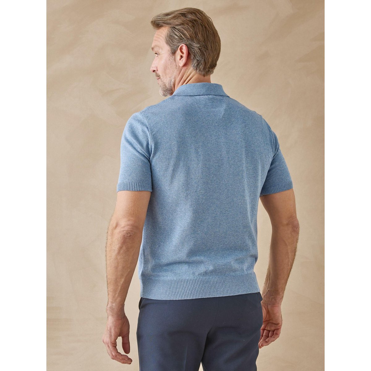 Pul polo jacquard zippé homme bleu, DAXON