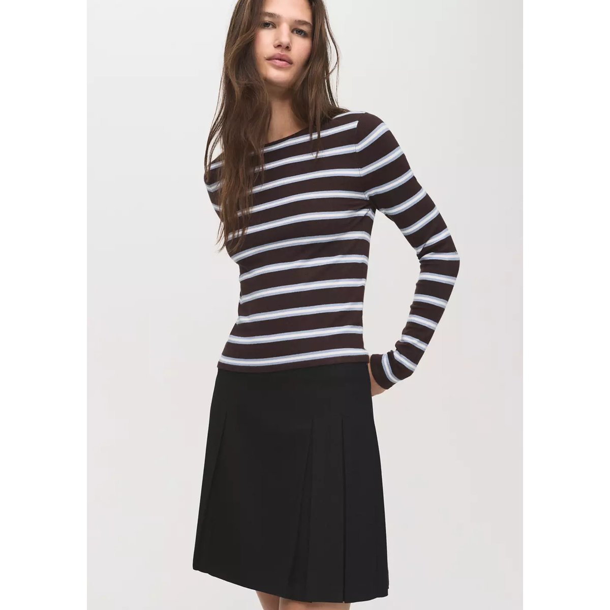 Minijupe plissée noir, MANGO