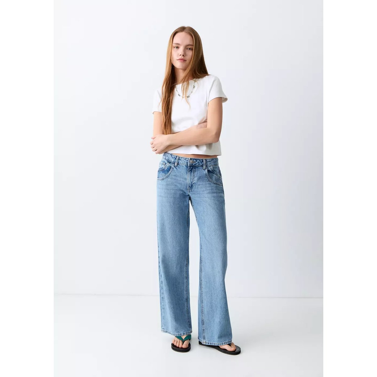 T-shirt basique en coton blanc cassé, MANGO TEEN