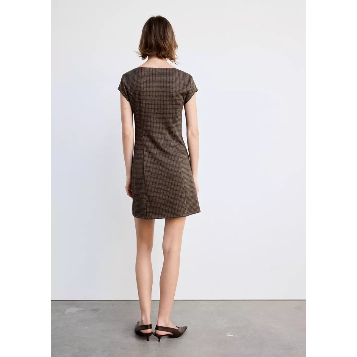 Robe checky marron, MANGO