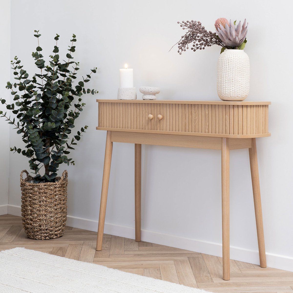 Console 2 portes coulissantes en bois L100cm- NIKKO bois clair, HOUSE NORDIC
