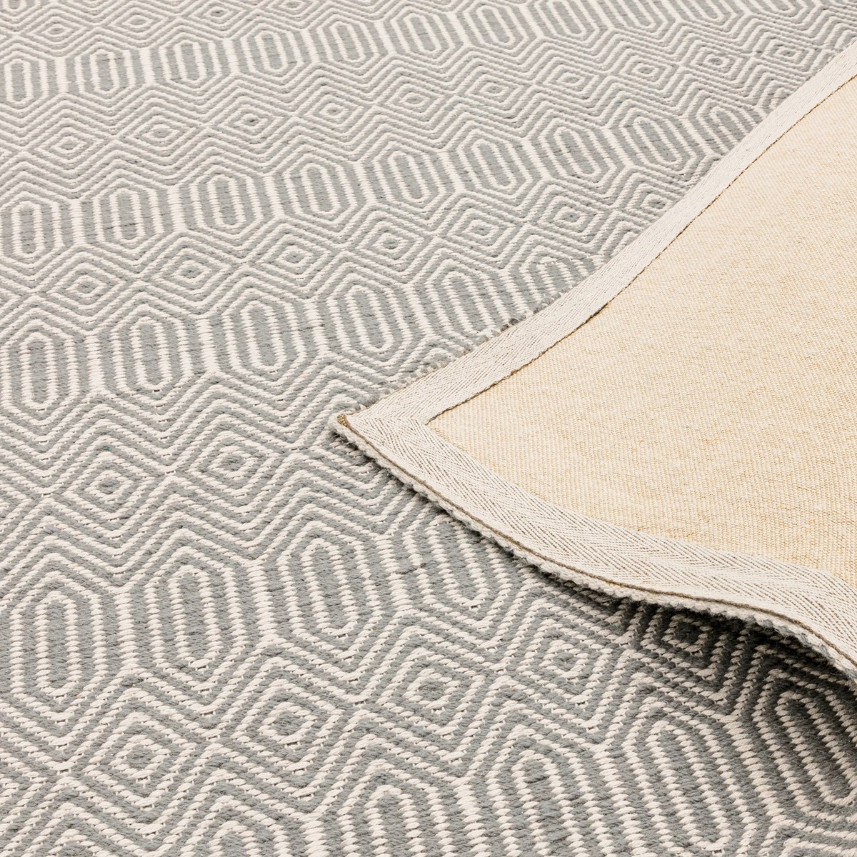 Tapis Laine et Coton tissé main style berbère SILWAN argent, NOVATREND