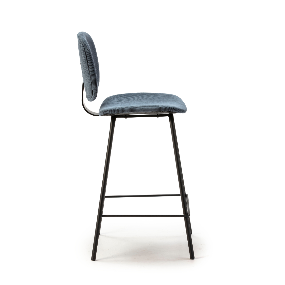 Lot de 2 tabourets en velours côtelé avec pieds en métal noir H65 cm - ARUS bleu, CALICOSY
