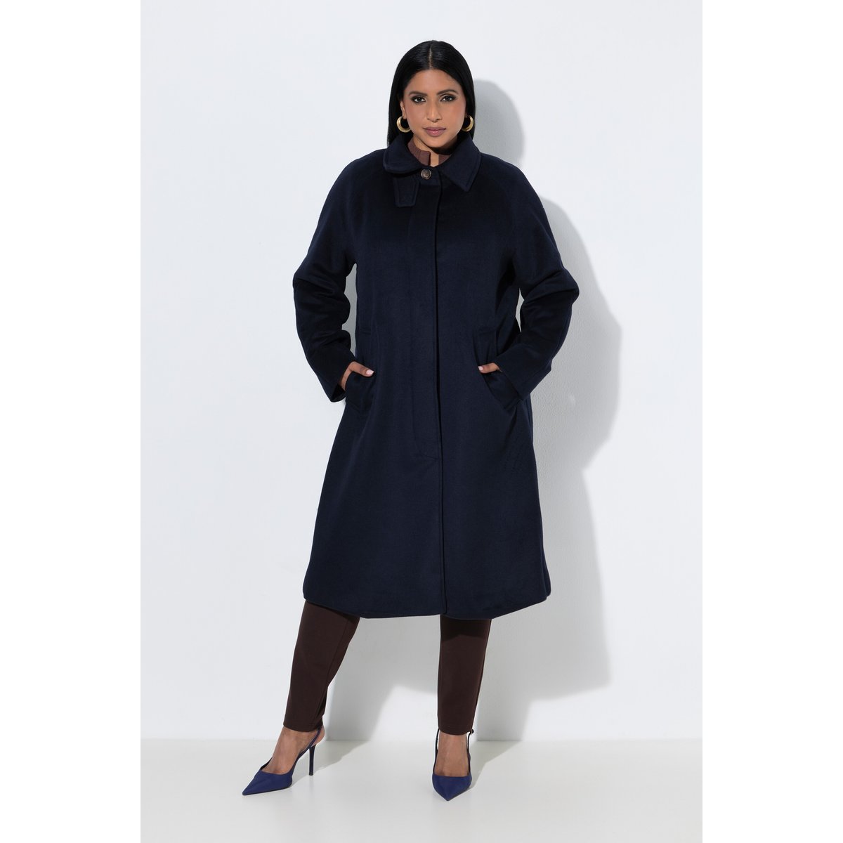 Manteau en laine, col chemise marine foncé, ULLA POPKEN