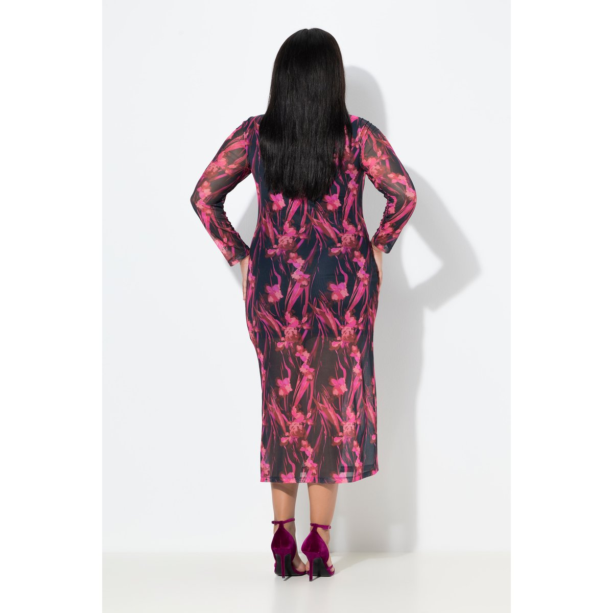 Robe maxi en tulle, fronces marine, ULLA POPKEN