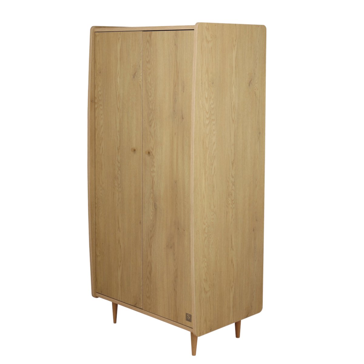 Armoire 2 portes avec pieds bois et poignées métal marron, SAUTHON