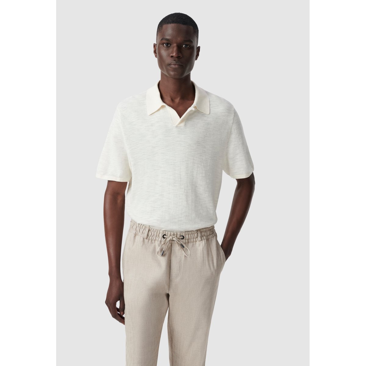 Polo en tricot flammé ecru, IKKS