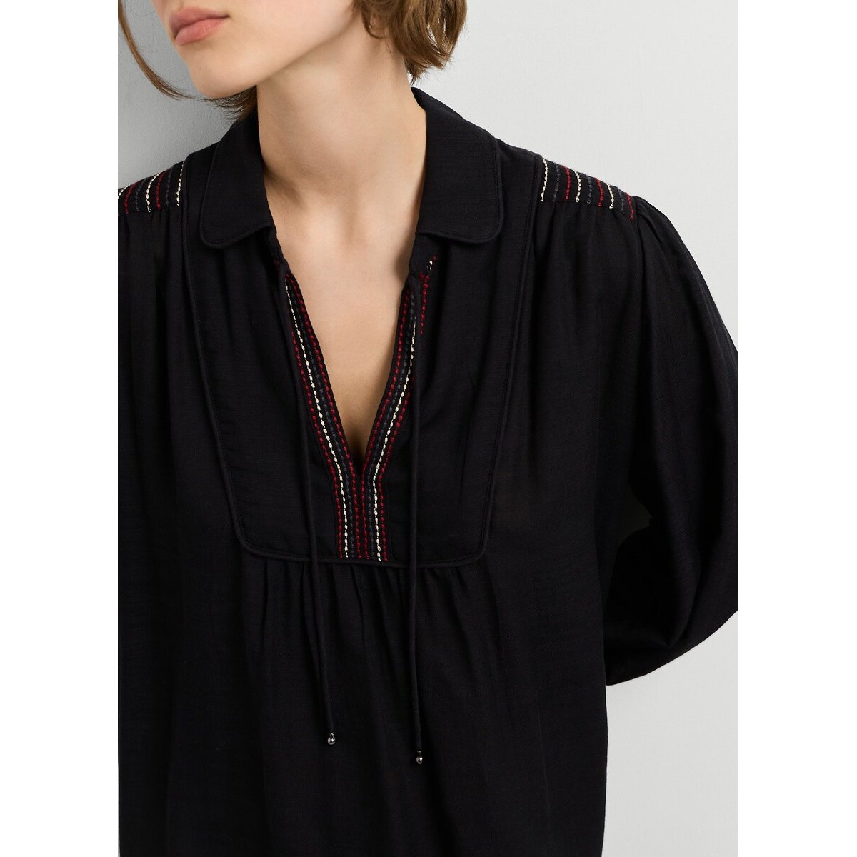 Robe manches longues avec détails broderie noir, PEPE JEANS