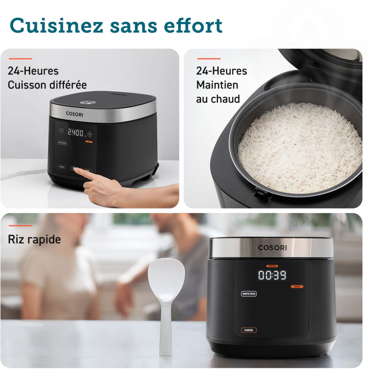 Cuiseur riz KOSP0020EUN Multi-cooker,Noir,  5 L couleur unique, COSORI
