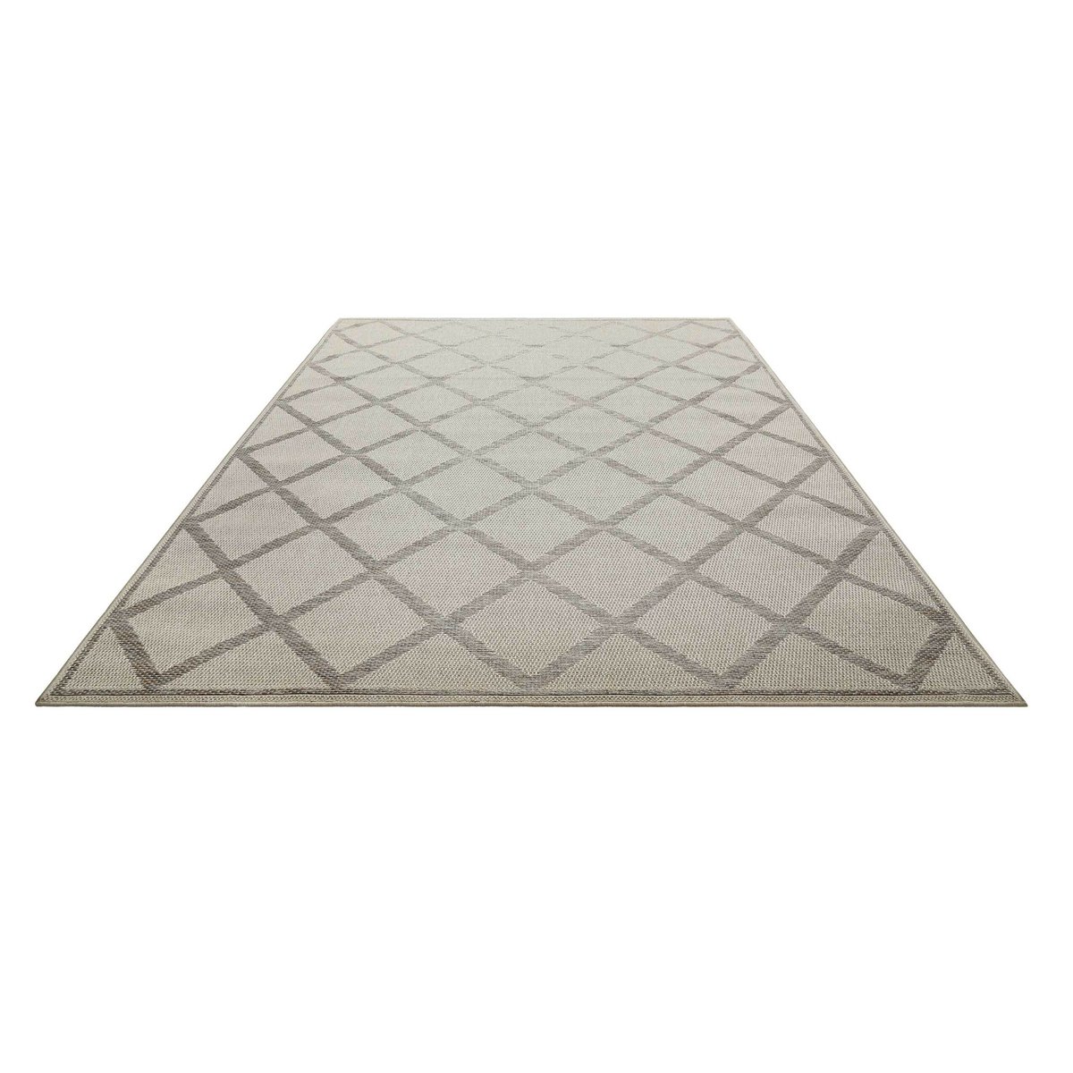 Tapis intérieur extérieur motif losanges , BERGAMO beige gris, HOMIE LIVING