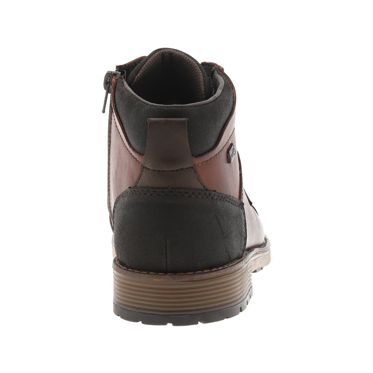 Bottines en cuir à talon plat avec un zip et des lacets ronds cognac, RIEKER