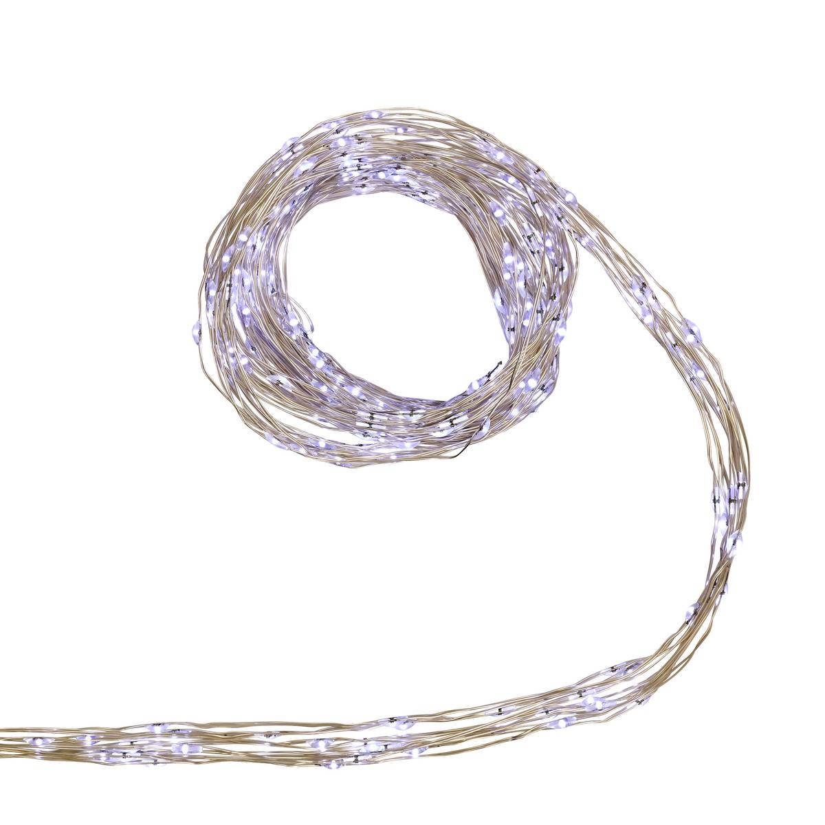 Guirlande lumineuse cascade d'extérieur 2 m 400 LED blanc froid fil cuivre 13 fonctions avec minuteur sur secteur blanc froid, ATMOSPHERA
