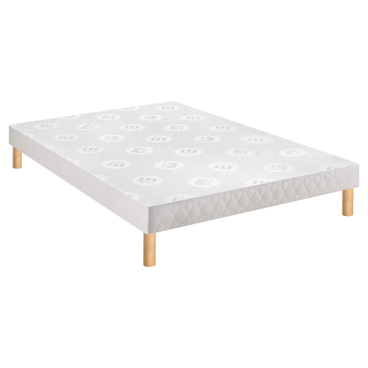 Ensemble matelas ressorts ensachés WELL BED, sommier TWIST et pieds blanc, MERINOS