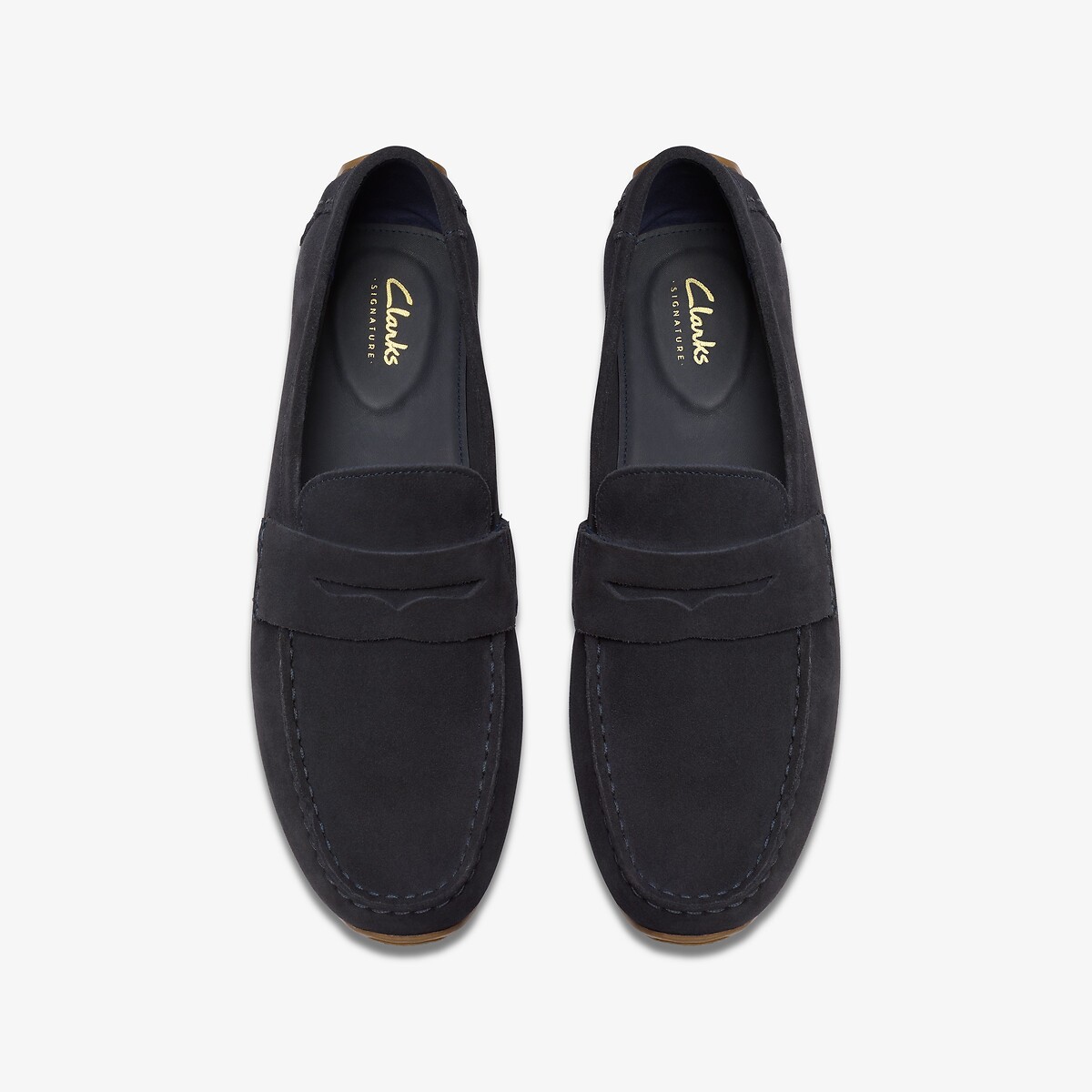 Mocassins ultra souples en cuir Corsley Bar bleu marine, CLARKS