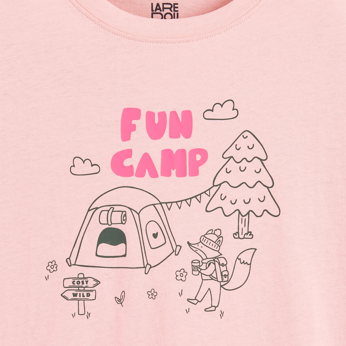 T-shirt manches longues, imprimé camping rose, LA REDOUTE COLLECTIONS
