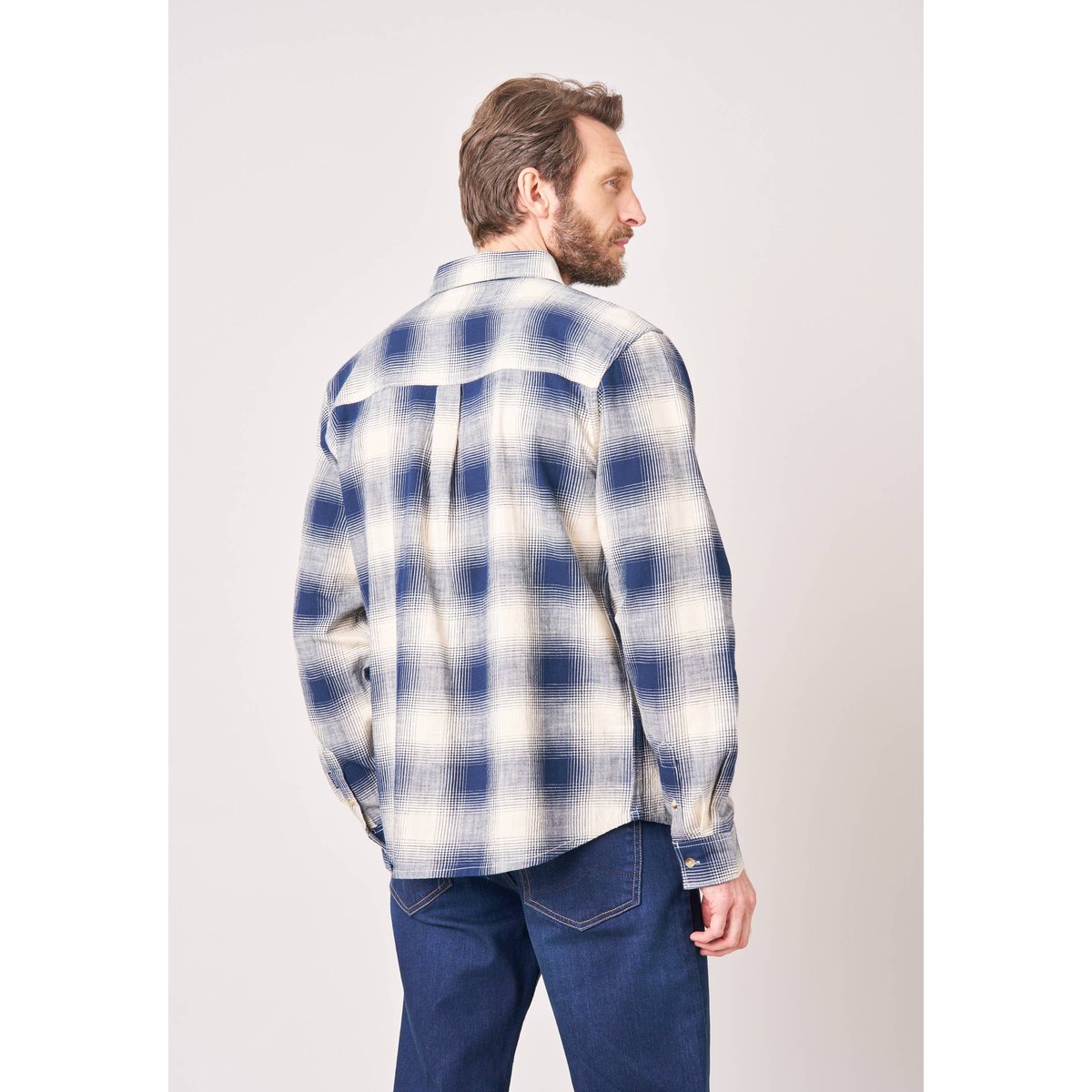 Chemise loose homme à carreaux ZENGO navy, DEELUXE