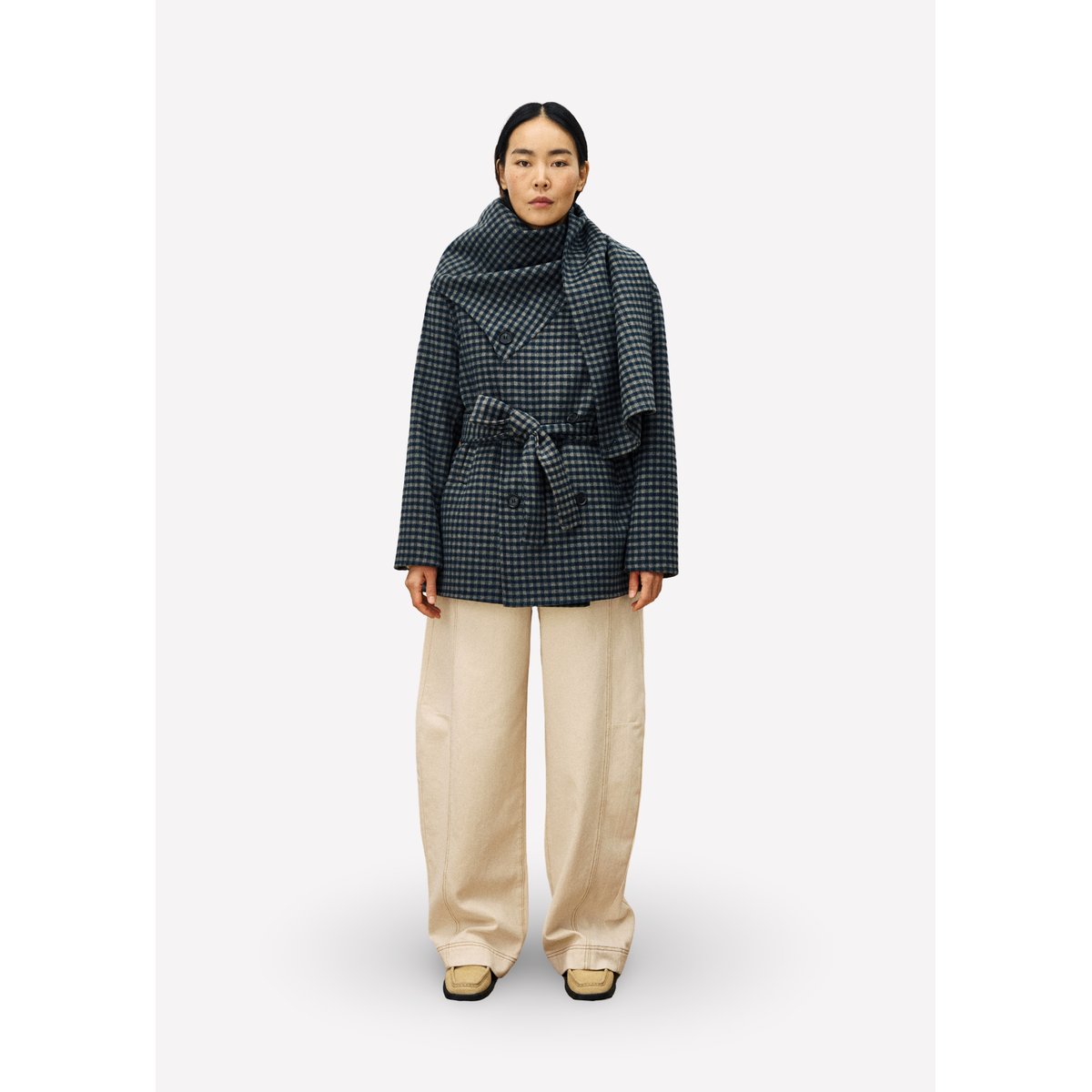 Manteau en laine col roulé SHADOW bleu marine, FRNCH