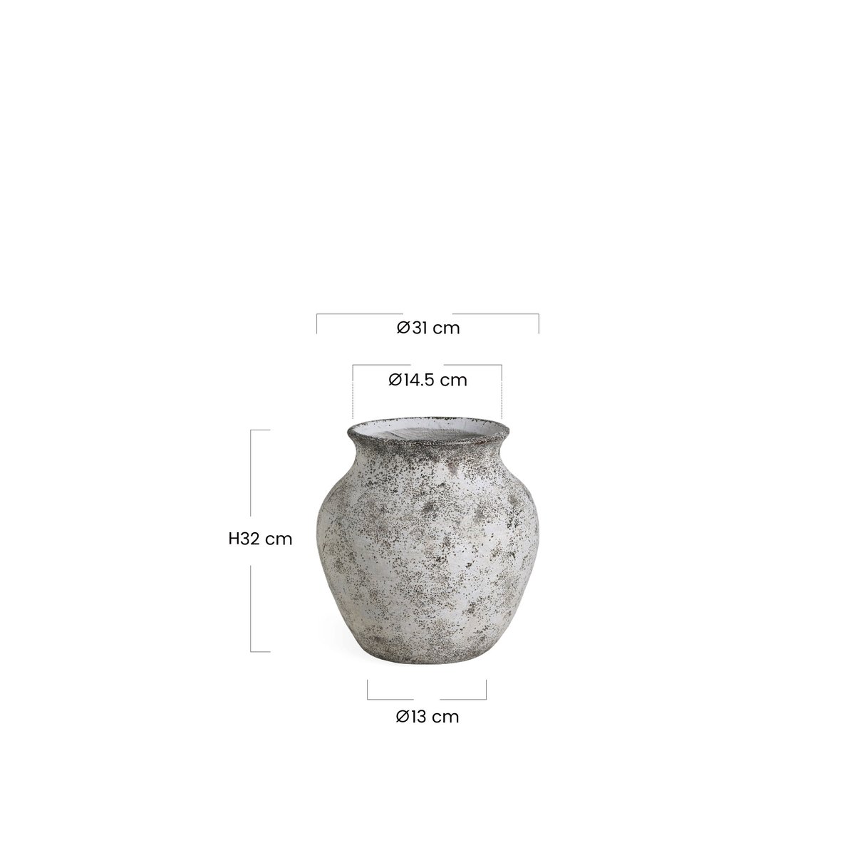 Cache-pot décoratif en ciment effet antique H32 ANTICA crème, SIA DECO