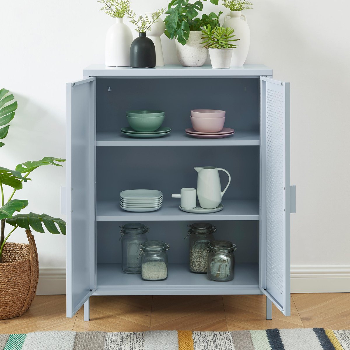 Buffet en acier 2 portes gris bleu, PANTONE