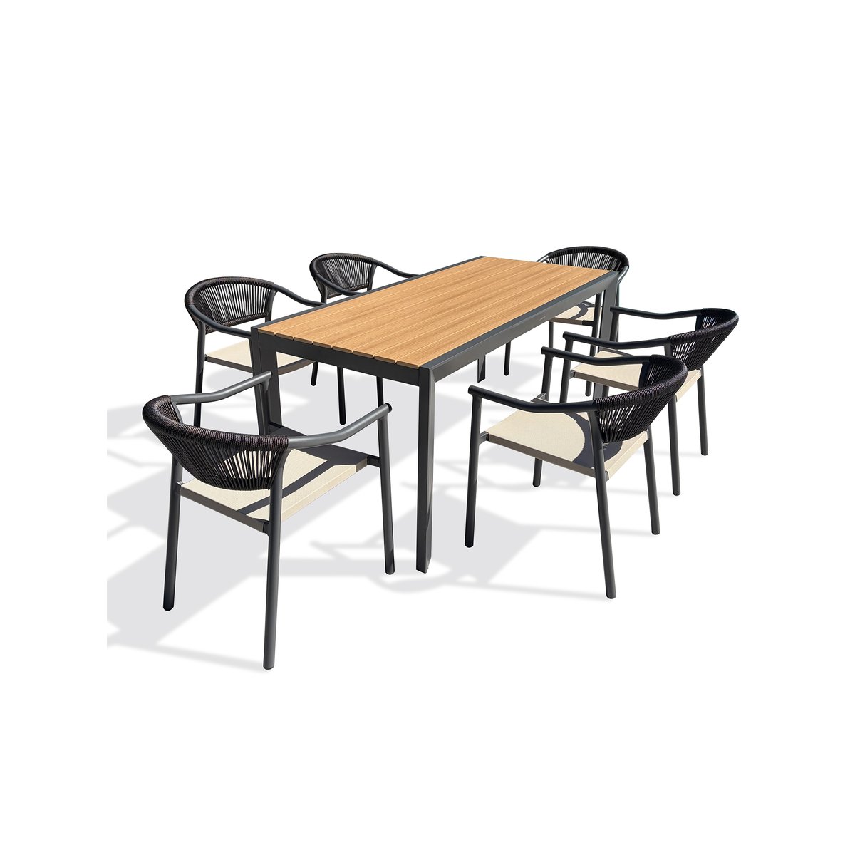 Ensemble repas de jardin 6 places en alu TONGA gris anthracite, DCB GARDEN