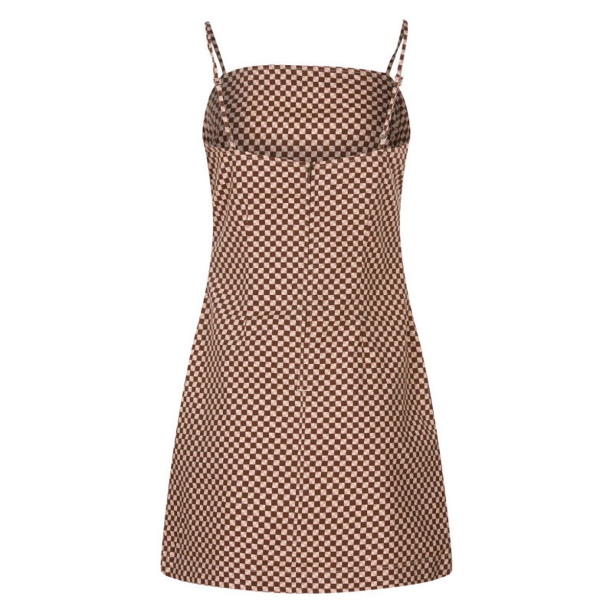 Robe courte rouge carreaux coupe ajustée col rond et à manches à bretelles rouge, LEVI'S