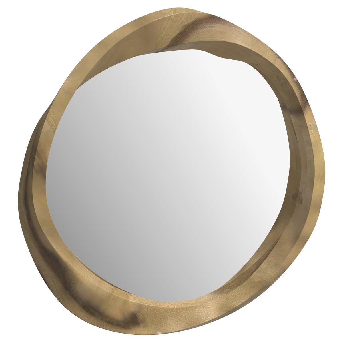 Miroir rond en bois de suar ondulé D53 cm - YONG bois clair, MAISON PAVANE