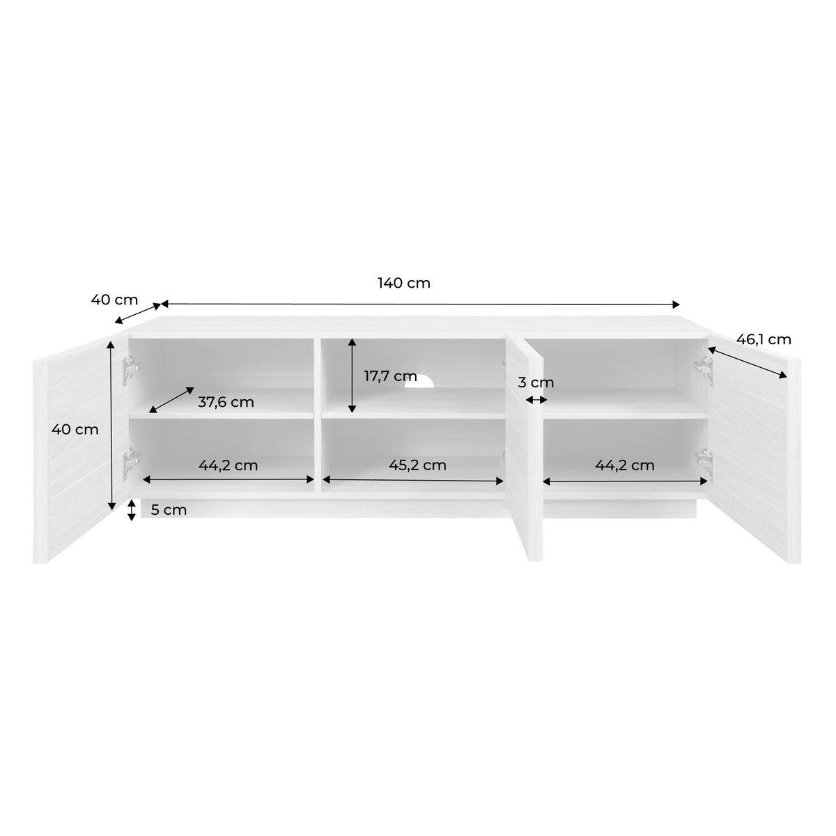 Meuble TV décor bois 3 portes 140cm KUBA noyer, SWEEEK