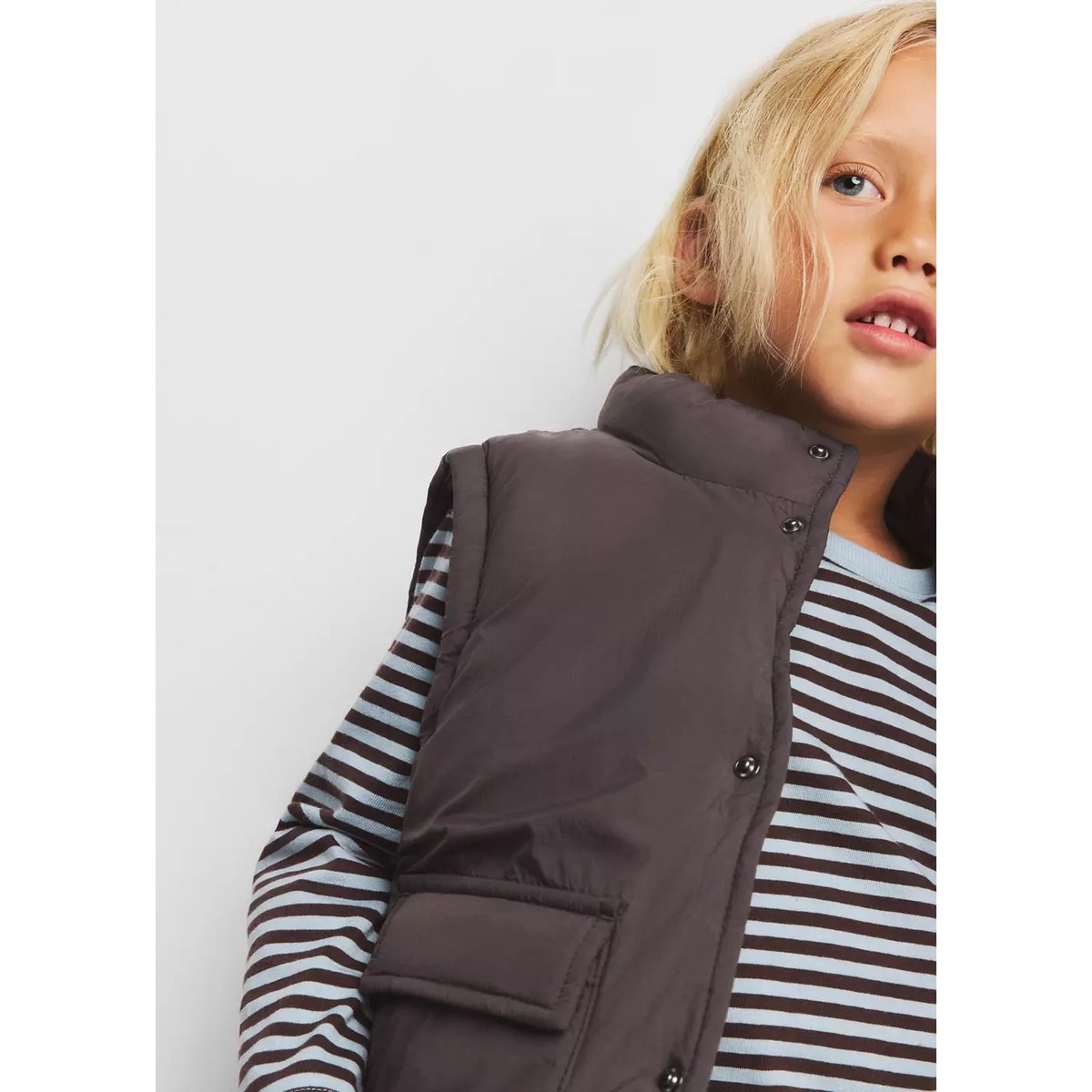 Gilet matelassé poches marron, MANGO BABY