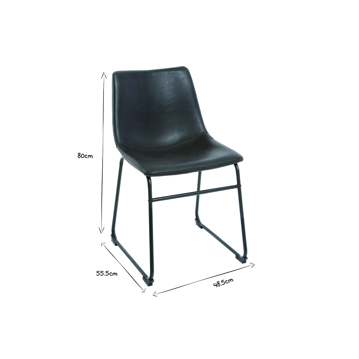 Chaises industrielles noires (lot de 2) NEW ROCK noir, MILIBOO