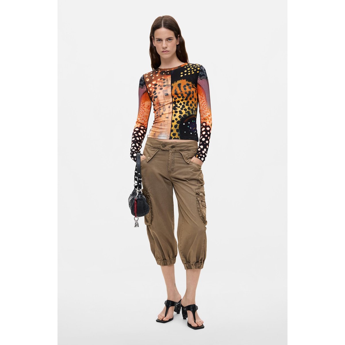 T-shirt imprimé à manches longues multicolore, DESIGUAL